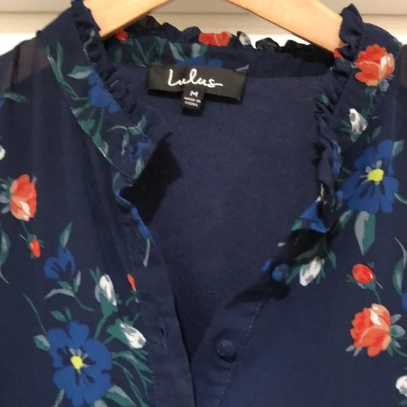 Lulus Floral Dark Navy Blue Midi Dress - Picture 2 of 14